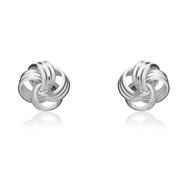 9ct White Gold 9mm Looped Knot Stud Earrings