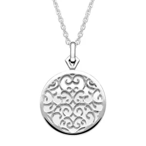 9ct White Gold Bauxite Flore Filigree Necklace
