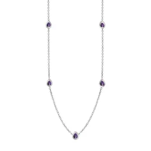 9ct White Gold Blue John Fleur De Lis Link Disc Chain Necklace