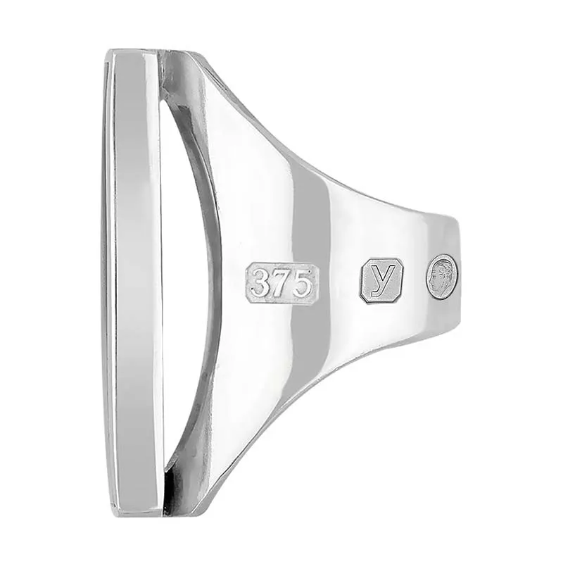 9ct White Gold Blue John King's Coronation Hallmark Large Square Ring D