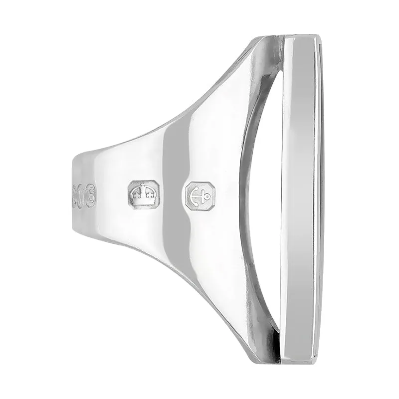 9ct White Gold Blue John King's Coronation Hallmark Large Square Ring D