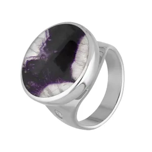 9ct White Gold Blue John King's Coronation Hallmark Small Round Ring D