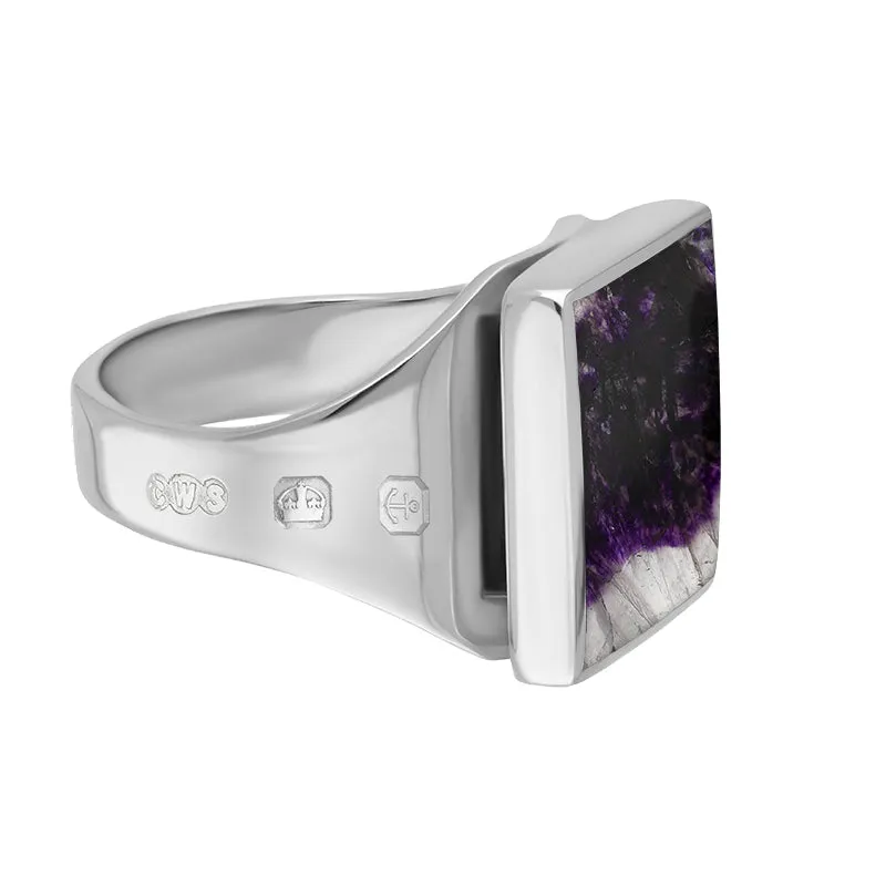 9ct White Gold Blue John King's Coronation Hallmark Small Square Ring D