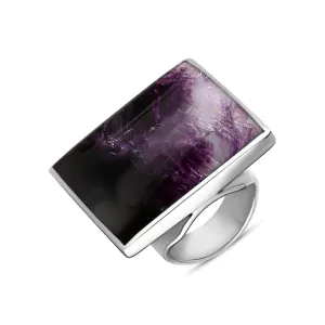 9ct White Gold Blue John Large Square Ring
