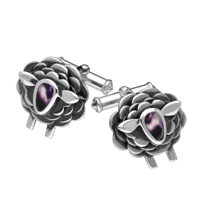 9ct White Gold Blue John Sheep Cufflinks