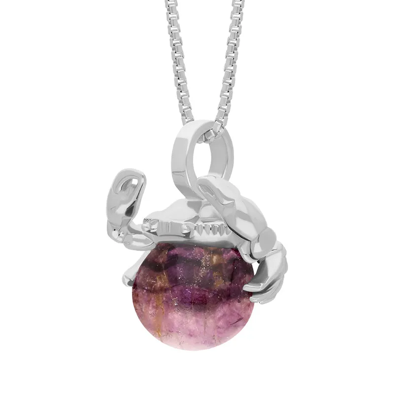 9ct White Gold Blue John Zodiac Cancer 8mm Bead Pendant