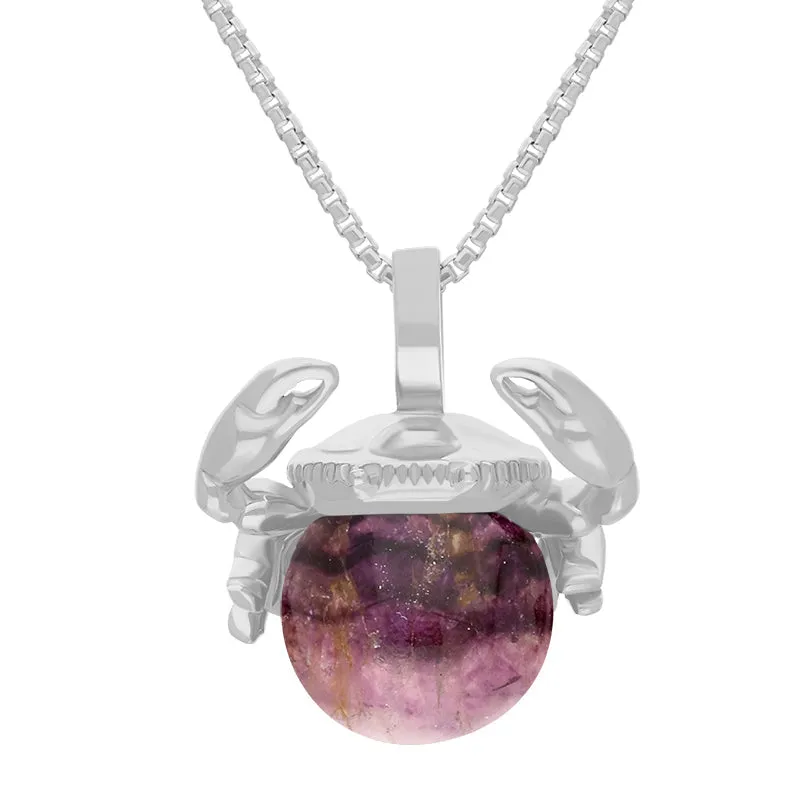 9ct White Gold Blue John Zodiac Cancer 8mm Bead Pendant