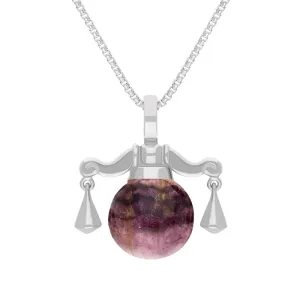 9ct White Gold Blue John Zodiac Libra 8mm Bead Pendant