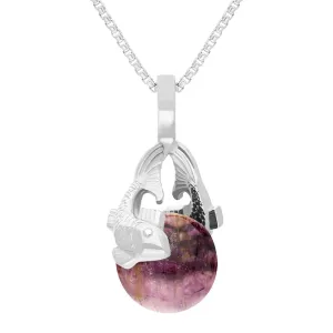 9ct White Gold Blue John Zodiac Pisces 8mm Bead Pendant