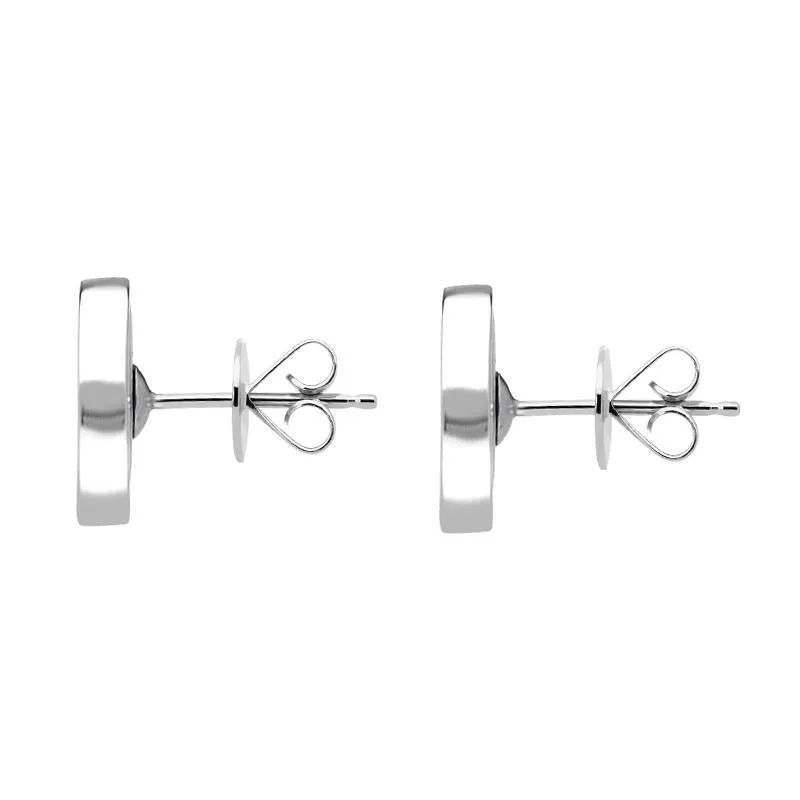 9ct White Gold Malachite Flore Filigree Stud Earrings
