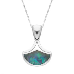 9ct White Gold Opal Fan Shaped Necklace