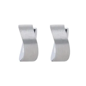 9ct White Gold Satin Curved Hoop Earrings D