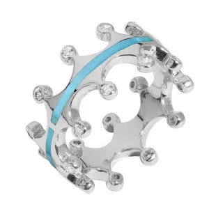 9ct White Gold Turquoise Diamond Tiara Double Band Ring