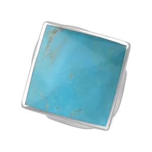 9ct White Gold Turquoise Hallmark Medium Rhombus Ring
