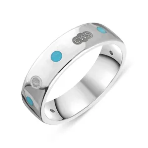 9ct White Gold Turquoise King's Coronation Hallmark 6mm Ring D