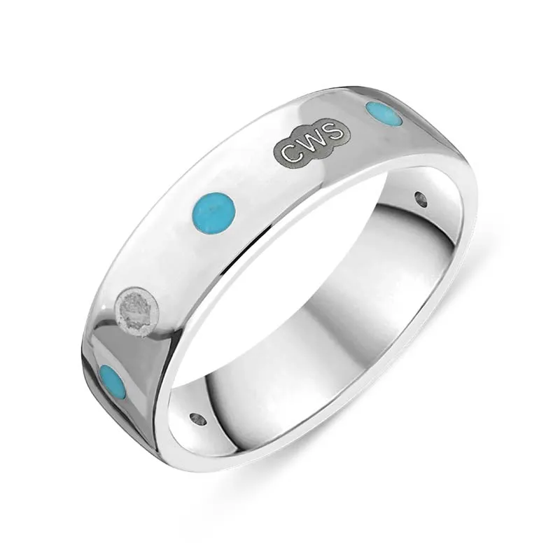 9ct White Gold Turquoise King's Coronation Hallmark 6mm Ring D