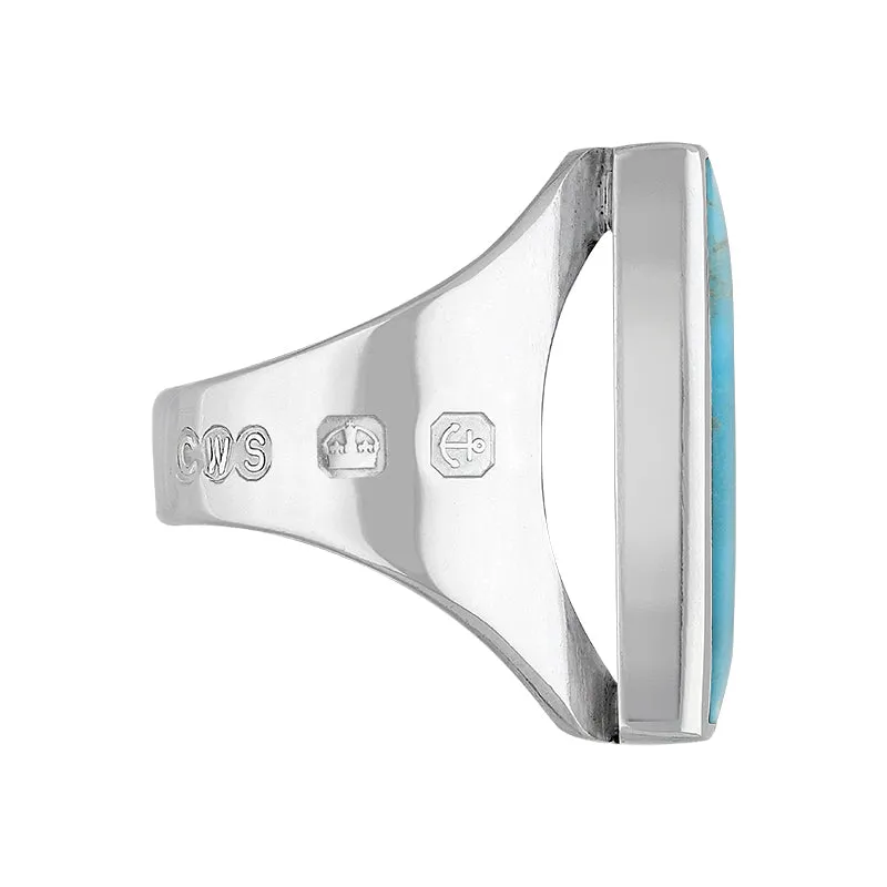 9ct White Gold Turquoise King's Coronation Hallmark Medium Square Ring D