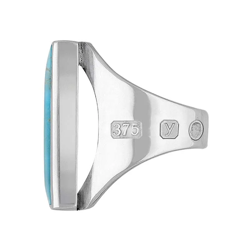 9ct White Gold Turquoise King's Coronation Hallmark Medium Square Ring D