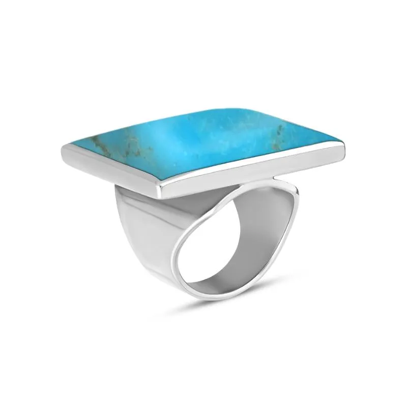 9ct White Gold Turquoise Large Square Ring