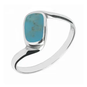 9ct White Gold Turquoise Oblong Twist Ring