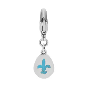 9ct White Gold Turquoise Pear Shaped Fleur De Lis Clip Charm