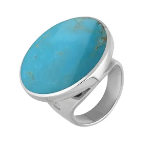 9ct White Gold Turquoise Queen's Jubilee Hallmark Medium Round Ring D