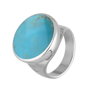 9ct White Gold Turquoise Queen's Jubilee Hallmark Small Round Ring D