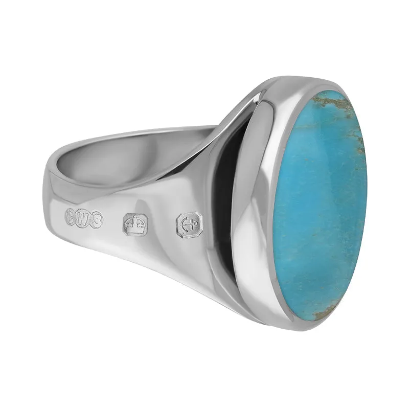 9ct White Gold Turquoise Queen's Jubilee Hallmark Small Round Ring D