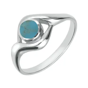 9ct White Gold Turquoise Round Twist Ring