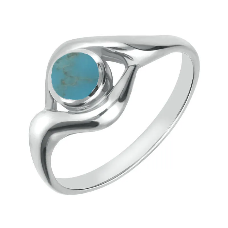 9ct White Gold Turquoise Round Twist Ring
