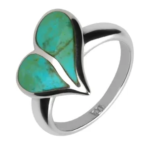 9ct White Gold Turquoise Split Heart Ring