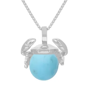 9ct White Gold Turquoise Zodiac Cancer 8mm Bead Pendant