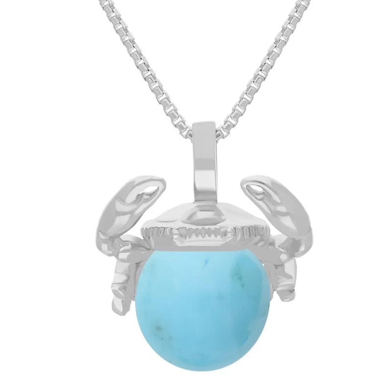 9ct White Gold Turquoise Zodiac Cancer 8mm Bead Pendant