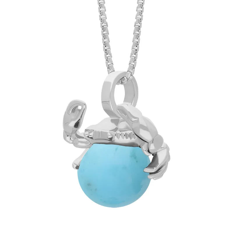 9ct White Gold Turquoise Zodiac Cancer 8mm Bead Pendant