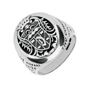 9ct White Gold Whitby Jet Dracula Crest Replica Signet Ring