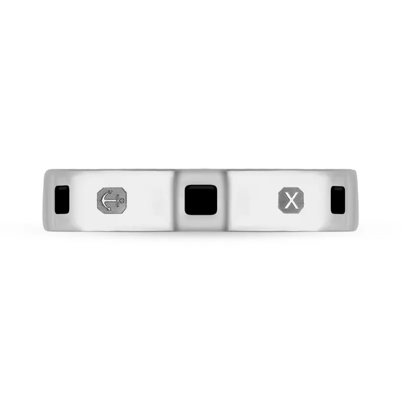 9ct White Gold Whitby Jet Queen's Jubilee Hallmark Princess Cut 4mm Ring D