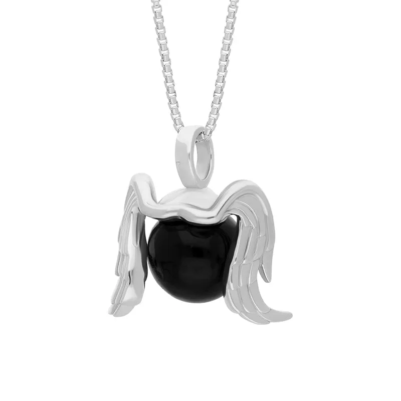 9ct White Gold Whitby Jet Zodiac Virgo 10mm Bead Pendant