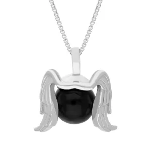 9ct White Gold Whitby Jet Zodiac Virgo 10mm Bead Pendant