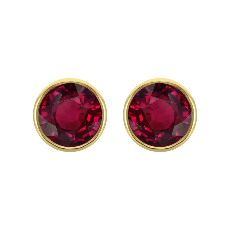 9ct Yellow Gold 0.26ct Ruby Round Stud Earrings