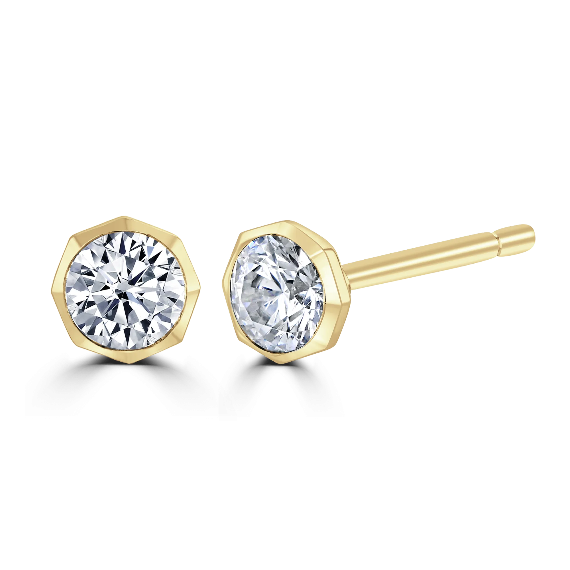 9ct Yellow Gold 0.30ct Lab Grown Diamond Solitaire Octagonal Stud Earrings