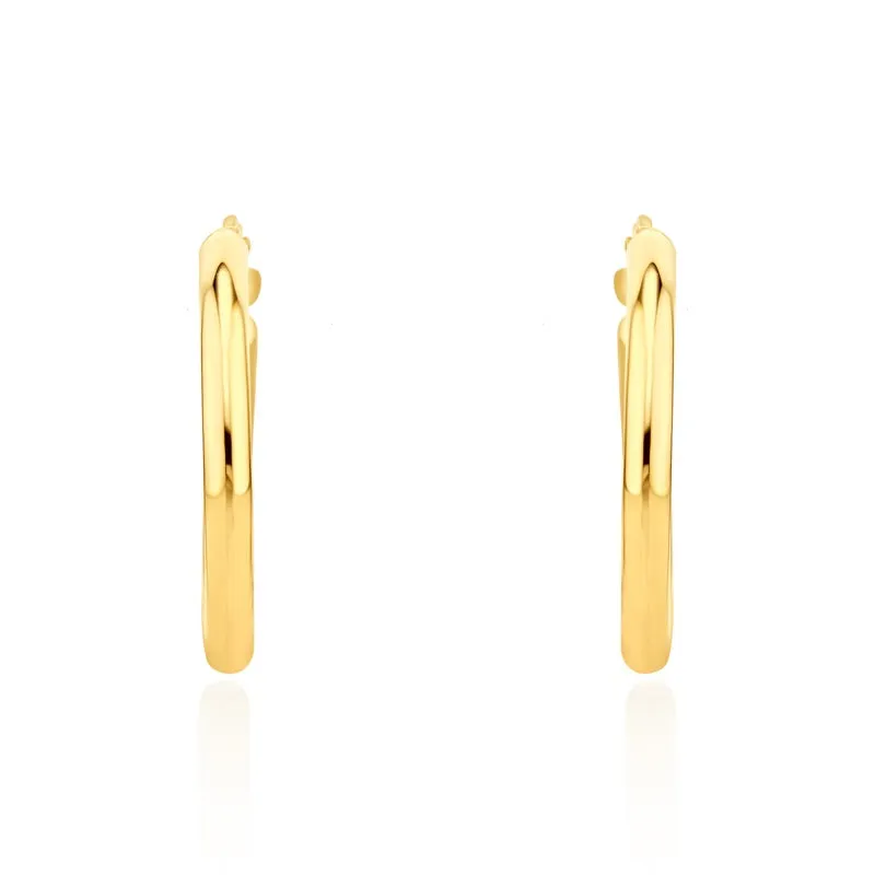 9ct Yellow Gold 14mm Hoop Earrings