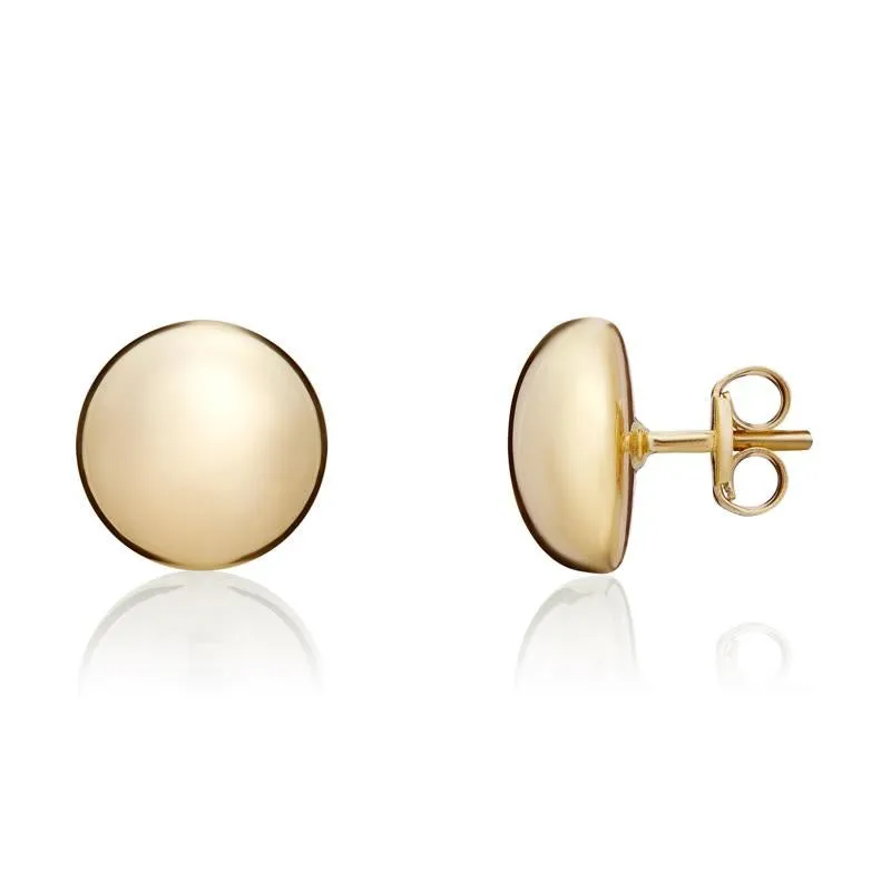 9ct Yellow Gold 8mm Button Stud Earrings