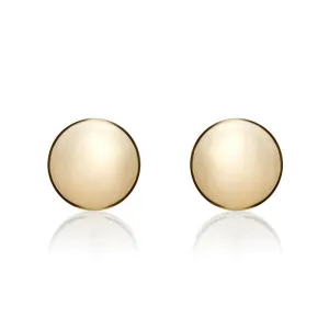 9ct Yellow Gold 8mm Button Stud Earrings