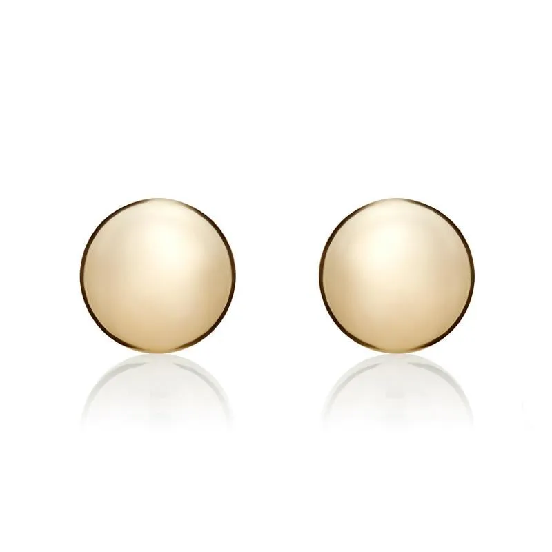 9ct Yellow Gold 8mm Button Stud Earrings