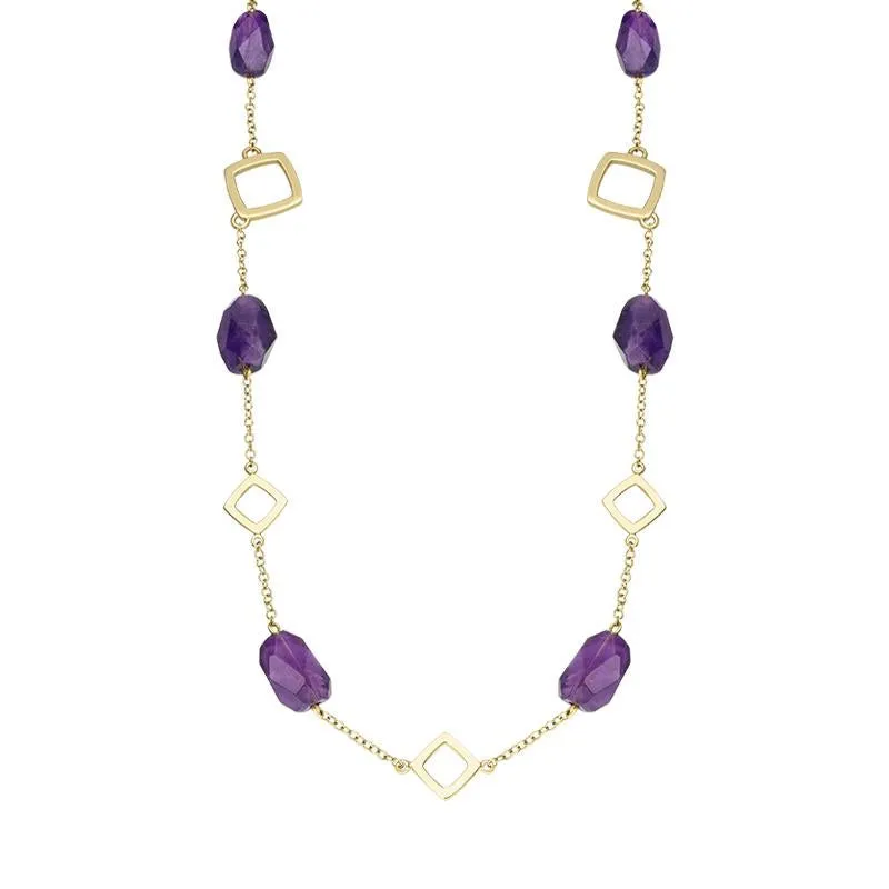 9ct Yellow Gold Amethyst Necklace D