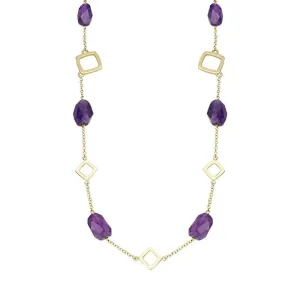 9ct Yellow Gold Amethyst Necklace D
