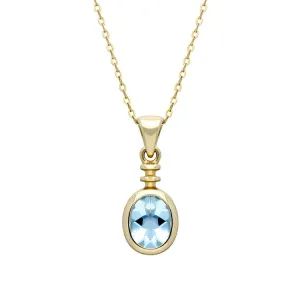 9ct Yellow Gold Aquamarine Oval Cut Necklace