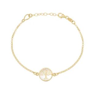 9ct Yellow Gold Bauxite Round Tree of Life Chain Bracelet
