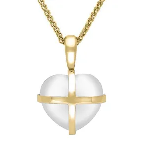 9ct Yellow Gold Bauxite Small Cross Heart Necklace