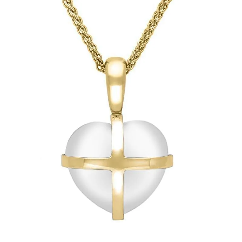 9ct Yellow Gold Bauxite Small Cross Heart Necklace